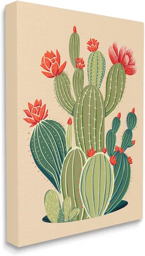Miniatura 2 de Stupell Industries Lienzo decorativo para pared, diseño de flores de cactus caprichoso, diseño de Ziwei Li