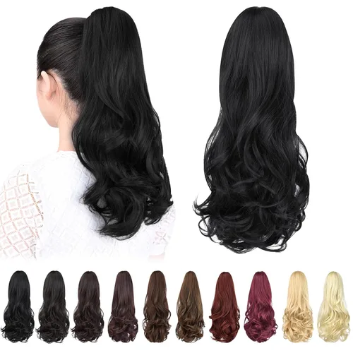 Miniatura 11 de Extensión de cola de caballo, extensiones de cabello con clip de garra de 24 pulgadas, extensiones de cabello largo y lacio, extensión de cabello