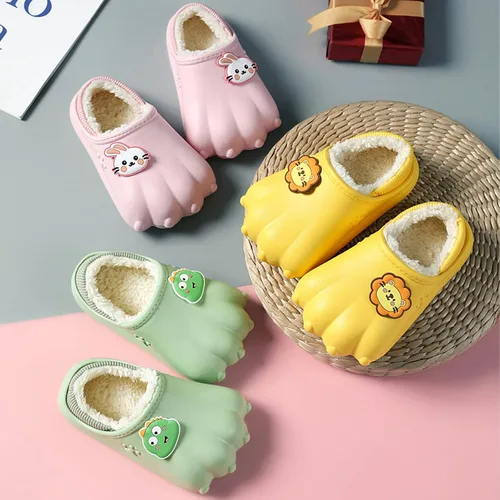 Miniatura 5 de Erhouxz - Pantuflas de pata de gato para niños, pantuflas de dinosaurio de conejo para niños y niñas, pantuflas de gatito de dibujos animados