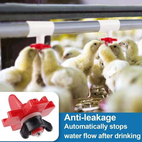 Miniatura 3 de Paquete de 20 pezones de agua para pollo, fácil de instalar, sistema de riego de aves de corral a prueba de fugas para gallinero, pato, codorniz