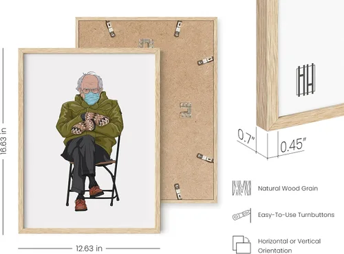 Miniatura 3 de HAUS AND HUES Bernie Sanders - Póster de memes - Divertido arte de pared político, meme de Bernie Mittens, marco beige de 12 x 16 pulgadas Bernie