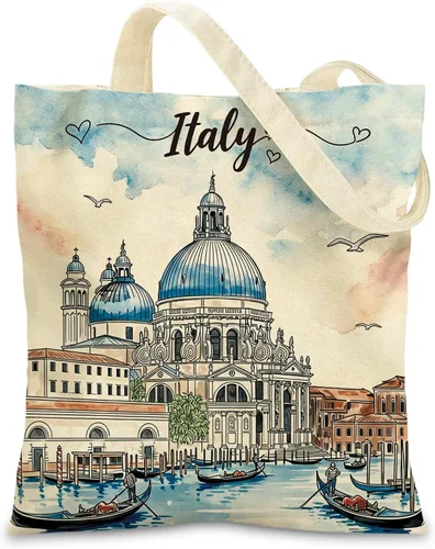 Miniatura 13 de Canvas Tote Bags with Inner Pockets & Metal Snap, Womens Aesthetic Reusable Tote Bag for Vacation Travel Gym Shopping California