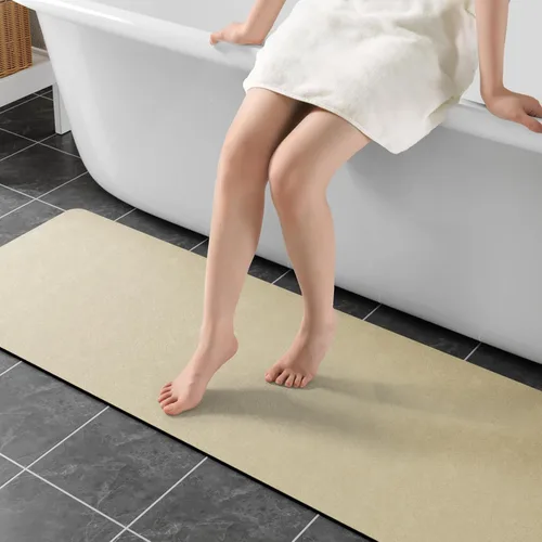Miniatura 24 de Alfombras de baño de 32 x 17 pulgadas, tapetes de baño de tierra de diatomeas de secado rápido, absorbentes, tapetes de baño de goma antideslizante