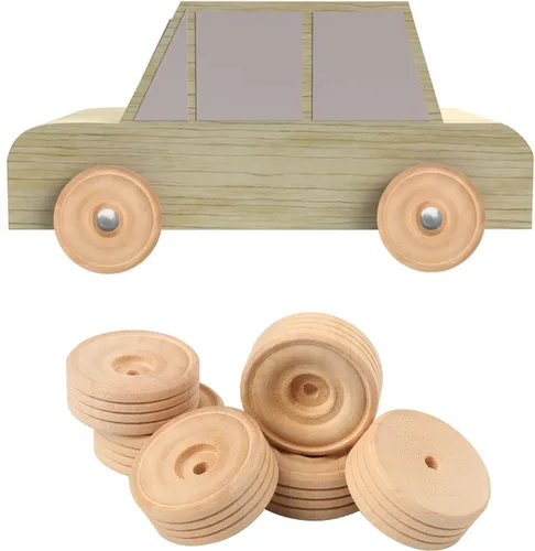 Miniatura 7 de Ruedas de madera, 150 unidades, 1.18 pulgadas, ruedas de madera con agujero de 0.14 pulgadas, perfectas para proyectos de carros de madera