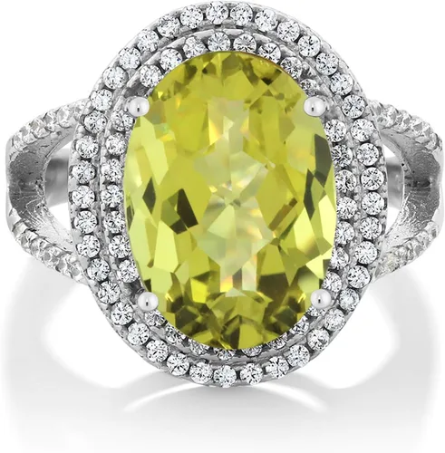 Miniatura 13 de Gem Stone King Anillo de piedra preciosa y piedra natal de 5-10 quilates para mujer Plata de ley 925 Ovalado 14X10MM Anillo de boda
