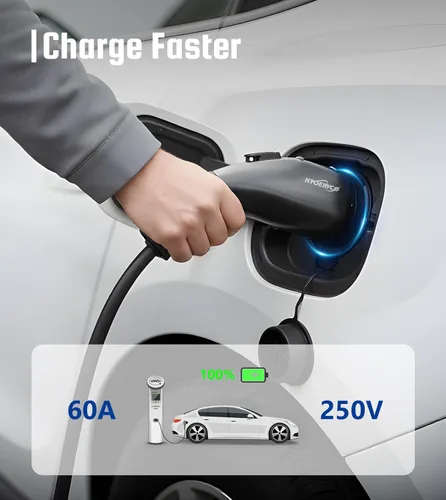 Miniatura 4 de Adaptador Tesla a J1772 - Adaptador de Carga EV NACS a J1772 Máx 60A 250V, para Conectores de Alta Potencia Tesla, Cargador Móvil/Destino Solo