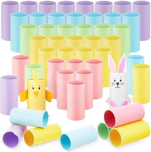 Miniatura 15 de Henoyso Paquete de 100 tubos de cartón para manualidades, rollos gruesos de papel higiénico vacíos para niños, proyectos de aula, manualidades