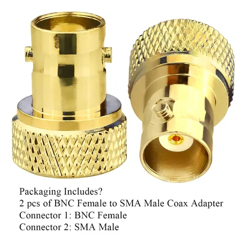Miniatura 7 de TUOLNK 2PCS SMA to BNC Coax Connector, SMA Male to BNC Female RF Coax Adapter, Low Loss Gold Plated Coaxial Connector for Two Way Radio, Walkie