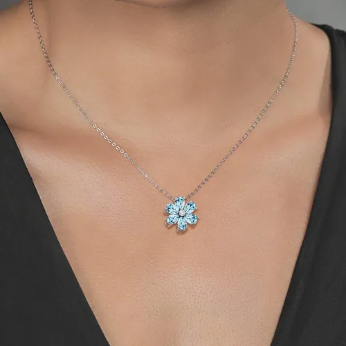 Miniatura 14 de Gem Stone King Collar de plata de ley 925 y oro amarillo de 10 quilates con piedra natal y diamantes cultivados en laboratorio, forma de pera