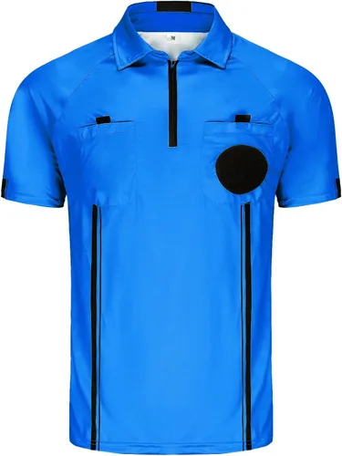 Miniatura 8 de CUTIEHON Camiseta de árbitro de fútbol, camiseta oficial de árbitro profesional de manga corta, con un soporte para insignia y bolsillos