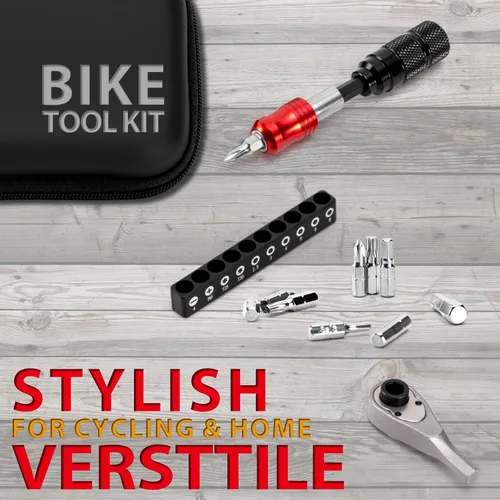 Miniatura 2 de EMERK Kit de herramientas de reparación de bicicletas: kit de herramientas múltiples para bicicleta con mini bomba, herramienta reversible de Kit