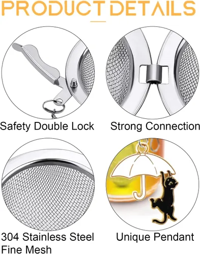 Miniatura 2 de Infusor de té con dije de gato, bola de té de hojas sueltas TeaSanavie y colador, té de malla fina de acero inoxidable 304 de alta calidad, regalo