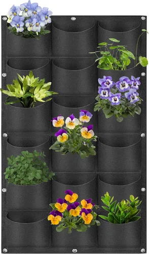 Miniatura 14 de Bolsas colgantes para macetas con 12 bolsillos, bolsas de cultivo verticales para colgar en la pared, macetas de jardín de hierbas para interiores