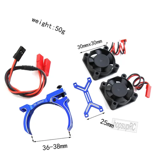 Miniatura 3 de Ventilador de refrigeración de motor 3660 540 550 con montaje ajustable de 1.417-1.496 in, parte para 1/10 Slash SCX10 TRX4, ventiladores dobles