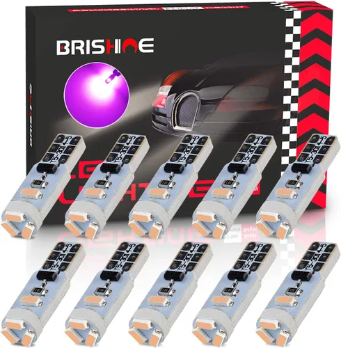 10 bombillas LED T5 extremadamente brillantes rosa púrpura 3014 chipsets 74 2721 37 73 17 bombillas LED para interior del tablero de instrumentos