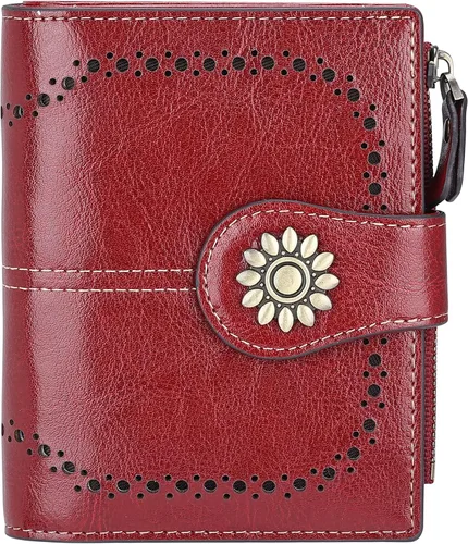 Miniatura 28 de Lavemi Cartera de Piel para Mujer Pequeña Compacta con Bloqueo RFID Estuche para Tarjetas de Crédito Monedero con Bolsillo con Cremallera Small