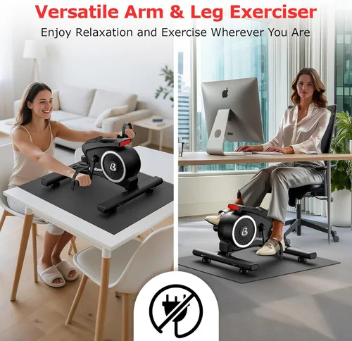 Miniatura 4 de pooboo Pedal de ejercicio para debajo del escritorio, mini bicicleta estática magnética con 16 niveles de resistencia, entrenamiento para brazos