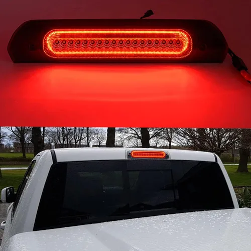 Miniatura 6 de Para RAM 1500, tercera luz de freno de repuesto para 2002-2009 D0dge RAM 1500 2500 3500 Pickup Lente ahumada LED roja 3ª luz de freno estroboscópica