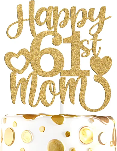 Miniatura 8 de Decoración para tartas con texto en inglés "Happy 50th Mom", feliz 50 cumpleaños para madre, saludos a 50 años, cumpleaños, aniversario, suministros