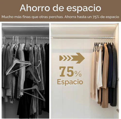 Miniatura 3 de HOUSE DAY - Perchas de terciopelo negro de 60 unidades, antideslizantes, resistentes, para abrigos, perchas premium delgadas que ahorran espacio