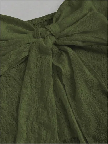 Miniatura 4 de SHENHE Top halter de encaje para mujer, nudo frontal, espalda descubierta, asimétrica, Y2k, coqueta, sin espalda, para salir