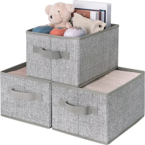 GRANNY SAYS Contenedores de tela para almacenamiento, contenedores de armario para estantes, canasta de almacenamiento con asas, cajas de Gris ceniza