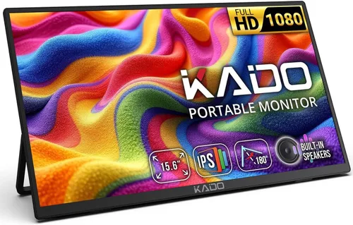 Kado Monitor portátil FHD de 15.6 pulgadas para laptop, segunda pantalla de 1080p IPS 1920x1080 HDMI USB-C, extensor de pantalla para laptop,