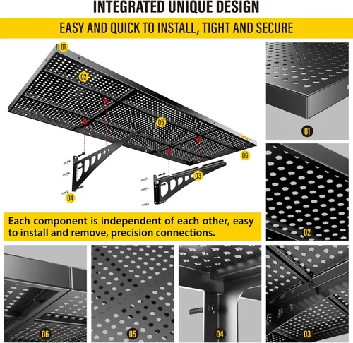 Miniatura 6 de Aecxm Paquete de 2 estantes de pared de garaje ajustables de 1.64x4 pies con capacidad de carga de 560 libras, estante de almacenamiento montado