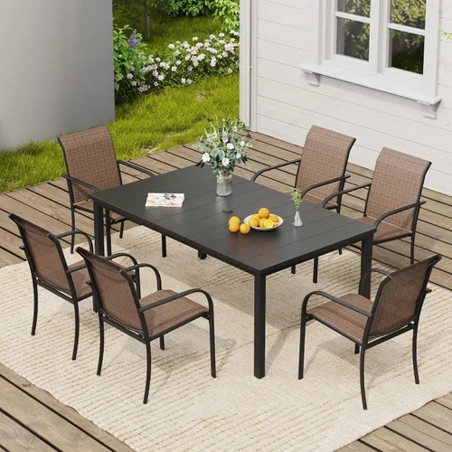 Miniatura 59 de VICLLAX Juego de 2 sillas de patio pequeñas para exteriores, juego de sillas apilables para patio y mesa de comedor cuadrada para porche delantero