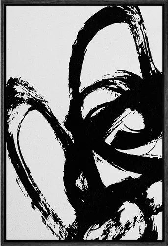 Miniatura 11 de SIGNWIN - Lienzo enmarcado para pared, patrón de anillo circular en negro, gris y blanco, formas abstractas, ilustraciones, arte moderno