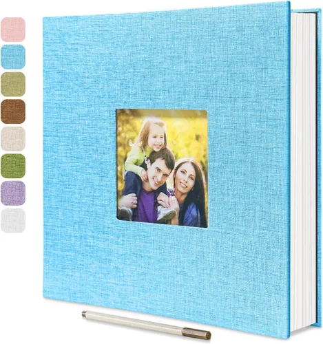 Miniatura 33 de HoneyTolly Álbum de fotos autoadhesivo para fotos de 4 x 6 imágenes, cubierta magnética de lino, 15 hojas/30 páginas en blanco para bodas Beige claro