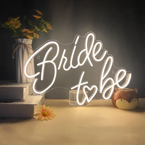 Miniatura 5 de Letrero de neón para futura novia, luces de neón LED blancas cálidas USB, letreros de neón para boda, letreros de luz para despedida de soltera