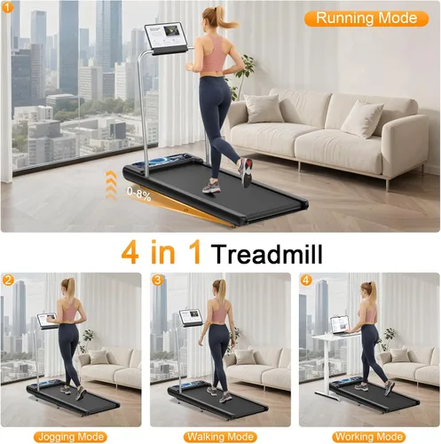 Miniatura 2 de Walking Treadmill Pad with Handle Bar, Silent Fitness Equipment, Treadmill with 4-in-1 Modes, Easy Assembly, Portable Home Gym Equipment