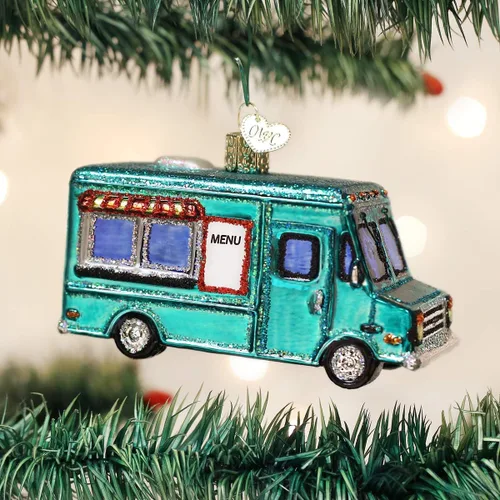 Miniatura 2 de Old World Christmas Adornos: Chef's Collection Adornos de vidrio soplado para árbol de Navidad, Vidrio, Purpurina verde azulado., 2x4