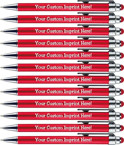 Miniatura 9 de Bolígrafos personalizados con punta de stylus -Bright Vibes- acción de clic, personalizables, escritura negra, bolígrafos con nombre impreso, Rosa