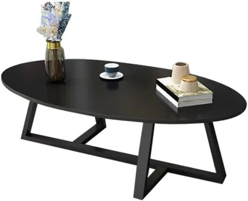 Miniatura 3 de Mesa auxiliar, Mid-Century Glam, mesa de centro ovalada individual, patas cruzadas, mesa de cóctel para sala de estar, 39.5 pulgadas de largo x 19.5