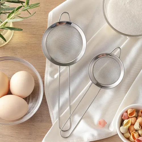 Miniatura 5 de Paquete de 2 coladores de malla fina, mini colador de acero inoxidable con asa para cocina, tamices de metal para colar té, matcha, cóctel, jugo