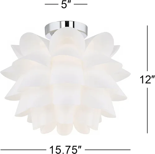 Miniatura 4 de Lámpara de techo flor blanca de Possini Euro Design, 15 3/4 pulgadas de ancho