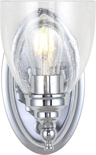 Miniatura 6 de JONATHAN Y Lámpara de pared LED cromada de 5.5 pulgadas, cableado para baño, pantalla de vidrio transparente con semillas, iluminación de pasillo