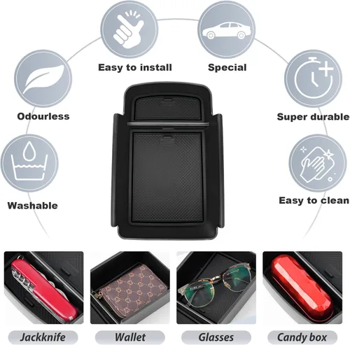Miniatura 5 de SKTU Para Chevrolet Trax 2024 2025 2026 Organizador de consola central Chevrolet Trax 2024-2026 Inserción de materiales ABS, bandeja reposabrazos