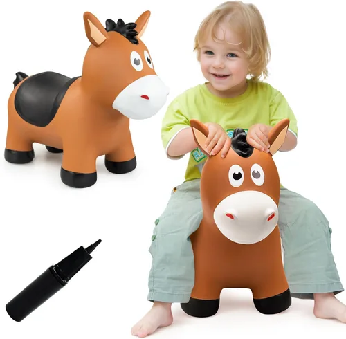 VangeBow Caballo Saltarín para Niños de 1 a 3 años, Juguetes Inflables de Animales Saltarines para Niñas y Niños de 1, 2, 3, 4, 5 años, Juguetes de