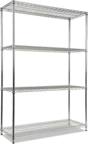 Alera ALE Industrial - Kit de inicio de estantería de alambre resistente, 4 estantes, 48 pulgadas de ancho x 18 pulgadas de profundidad x 72 plateado