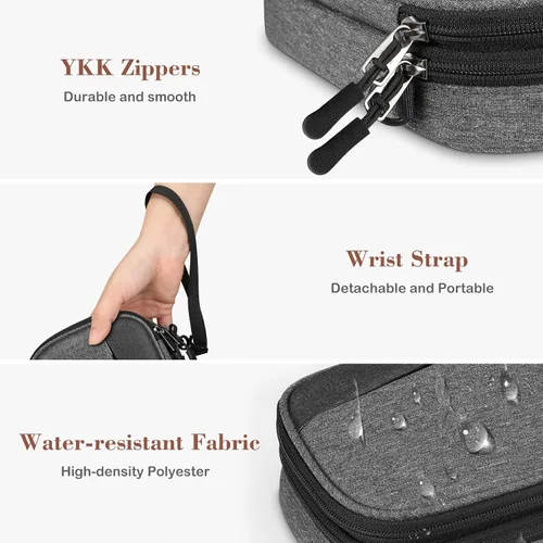 Miniatura 4 de FINPAC Bolsa electrónica de viaje, organizador de cables portátil, funda electrónica de artículos esenciales, bolsa de almacenamiento de doble capa