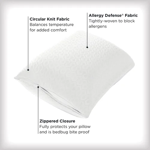 Miniatura 2 de AllerEase Protector de almohada de defensa contra alergias de partículas de platino, con equilibrio de temperatura, lujoso tejido mullido, lavable a