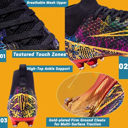 Miniatura 2 de Maylrvjv Tacos de fútbol unisex ligeros zapatos de fútbol para hombres y mujeres