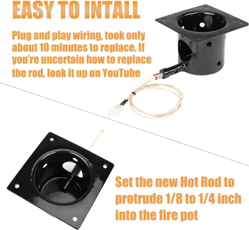 Miniatura 7 de Kit de encendido de olla y barra caliente, piezas de repuesto para parrilla de pellets Traeger y Pit Boss con removedor de cenizas, tornillos