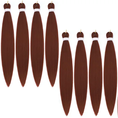 Miniatura 17 de Alrence Cabello estirado para hacer trenzas, trenza larga de 30 pulgadas, 8 paquetes, extensiones profesionales de trenzado de cabello sintético, 1b#