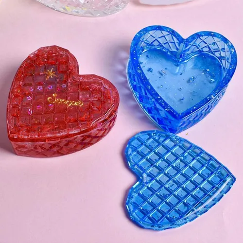 Miniatura 4 de Moldes de resina para caja de corazón, moldes de caja de silicona, moldes de caja de joyería con tapa, molde de caja de almacenamiento, moldes