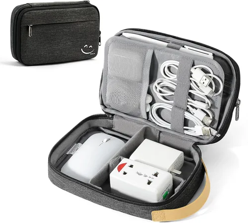 Travelkin - Organizador de cables de viaje, organizador electrónico de viaje, bolsa organizadora de cables para cables, cargadores de teléfono, Negro