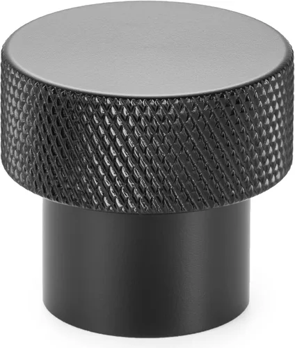 Koofizo - Paquete de 10 tiradores de gabinete estriados para armario, manija negra para muebles (1.1 pulgadas/28 mm), herrajes sólidos K22 para